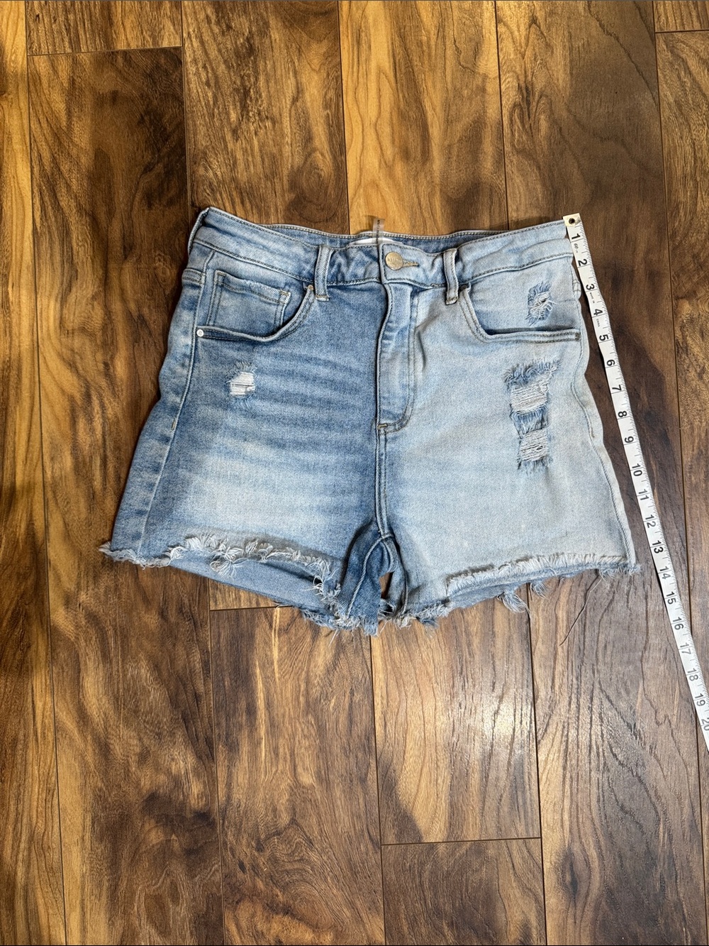 Light Blue Distressed Denim Cutoff Shorts
